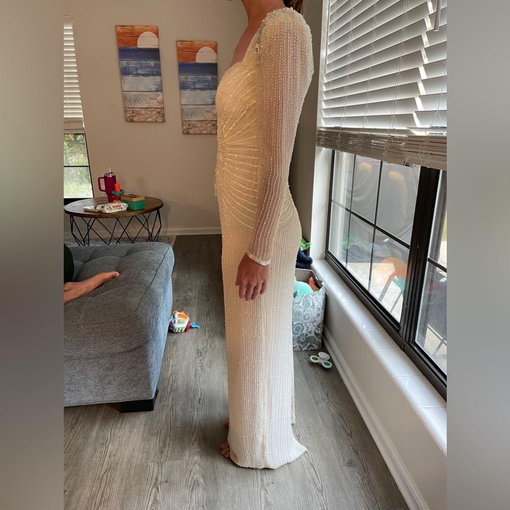 STUNNING Vintage 80s/90s Hand Beaded Wedding Dress - Picture 11 of 11